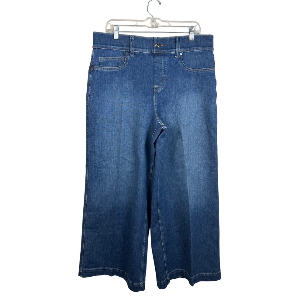 SPANX Wide Leg Jeans Women 1X Blue NWT High Rise Pull On Shaping B5SPJ5VXGDP3GFP